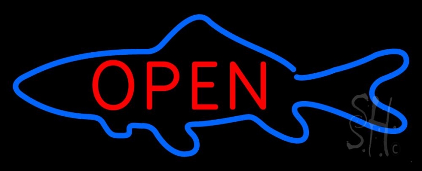 Open Inside Fish Logo Neon Sign
