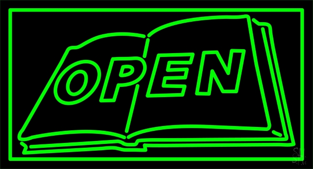 Book Open Logo Neon Sign