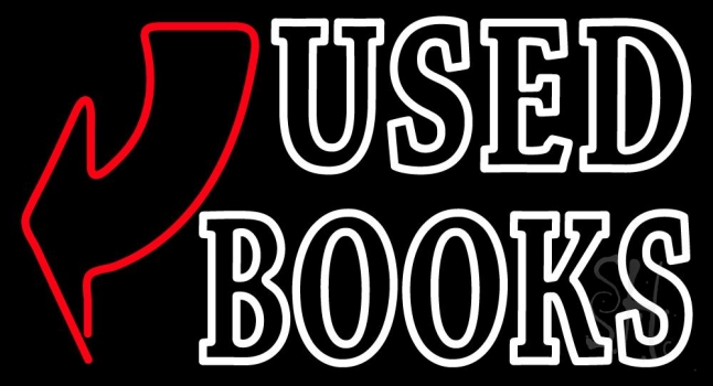 Used Books With Arrow Neon Sign