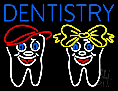 Dentistry With Teeth Logo Neon Sign