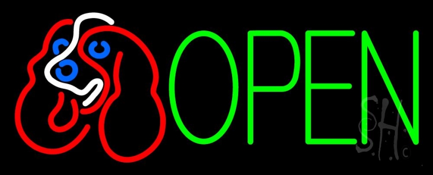 Dog Logo Open Neon Sign