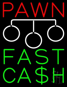Red Pawn Fast Cash Logo Neon Sign