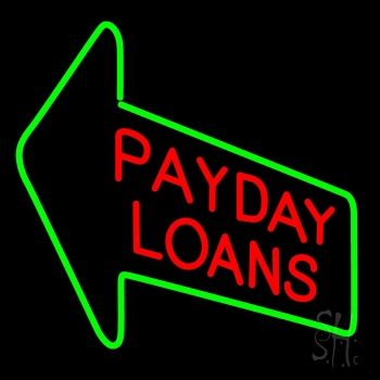 Red Payday Loans With Arrow Neon Sign
