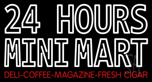 24 Hours Mini Mart Neon Sign