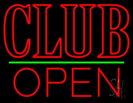 Block Club Open Neon Sign