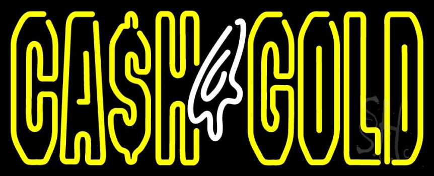 Double Stroke Cash 4 Gold Neon Sign