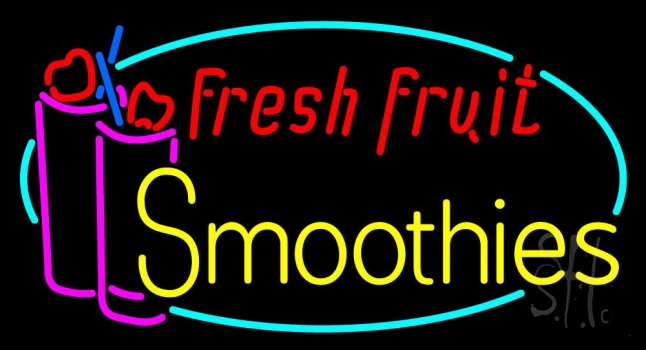 Oval Fresh Fruit Smoothies Neon Sign