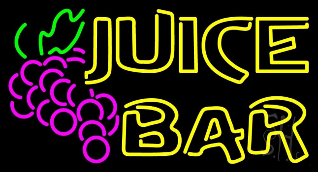Double Stroke Juice Bar With Grapes Neon Sign