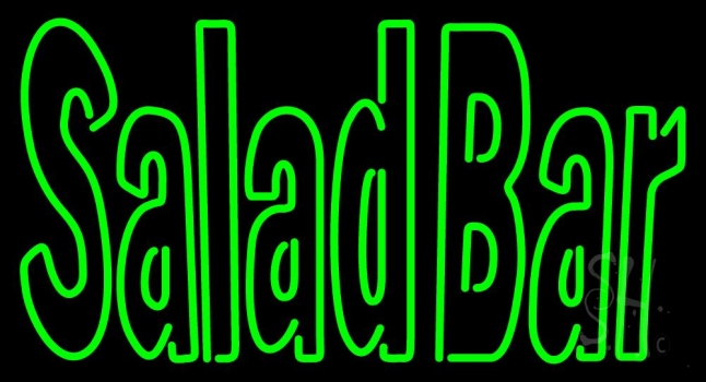 Horizontal Green Block Salad Bar Neon Sign