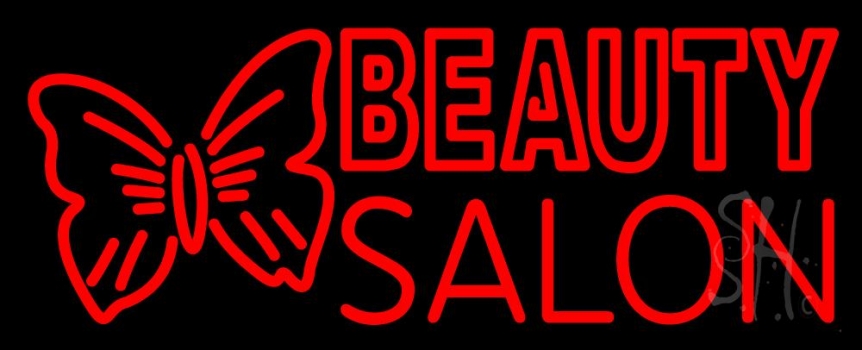 Beauty Salon With Butterfly Logo Neon Sign