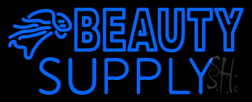 Double Stroke Blue Beauty Supply Neon Sign