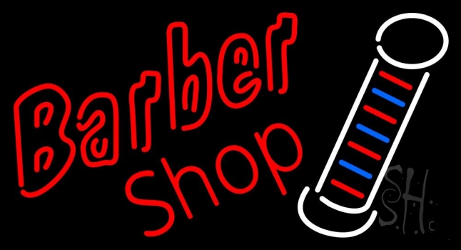Double Stroke Red Barber Shop Neon Sign