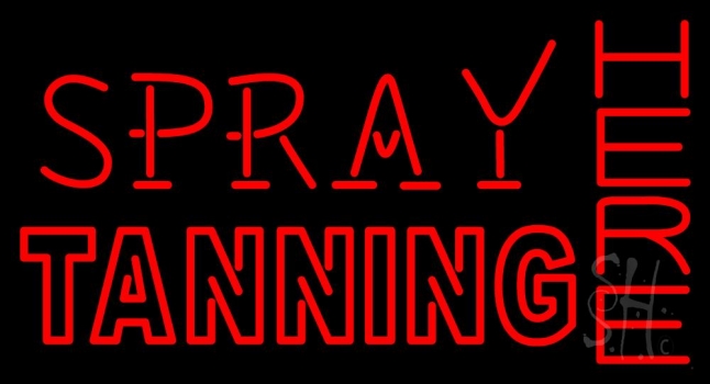 Red Spray Tanning Here Neon Sign