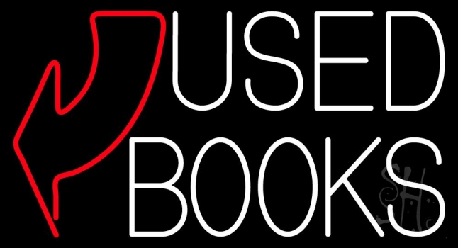 Used Books With Arrow Neon Sign