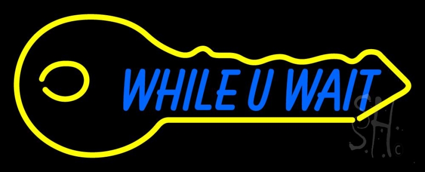 While You Wait Key Logo 1 Neon Sign | Home Improvement Neon Signs