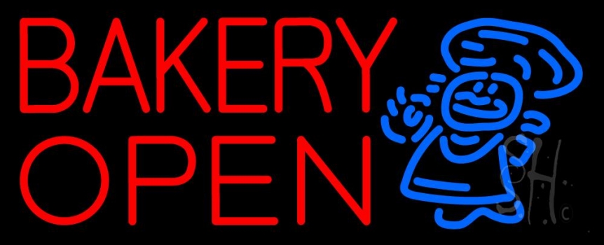 Bakery Open With Man Neon Sign