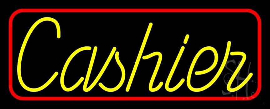Cursive Red Cashier Neon Sign