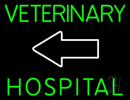 Veterinary Hospital With Arrow 1 Neon Sign