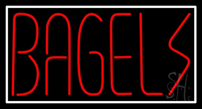 Bagels With White Border Neon Sign