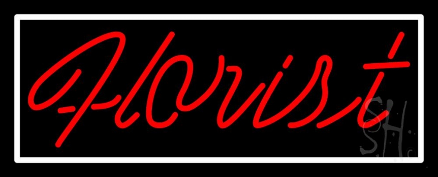 Cursive Red Florist With White Border Neon Sign