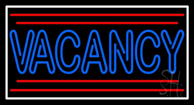 Double Stroke Blue Vacancy With Border Neon Sign