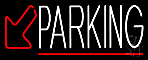 Double Stroke Parking With Down Arrow Neon Sign