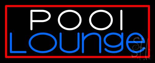 Double Stroke Pool Lounge With Red Border Neon Sign