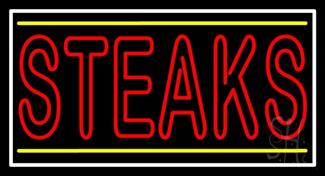 Double Stroke Red Steaks Neon Sign