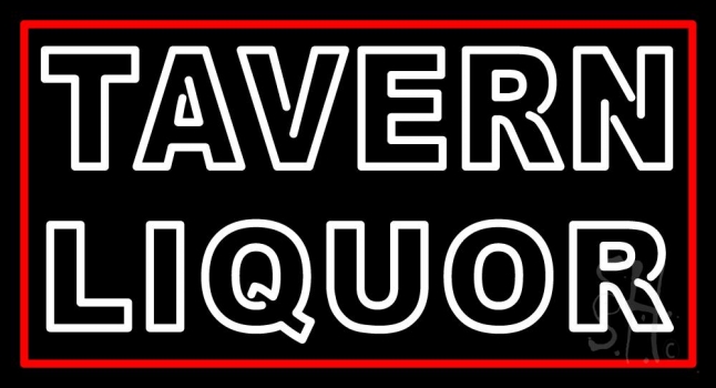 Double Stroke White Tavern Liquor Neon Sign