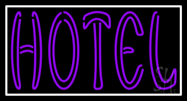 Purple Hotel 1 With White Border Neon Sign