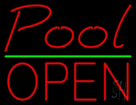 Red Pool Open Neon Sign