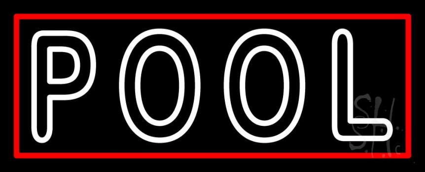 Simple Pool With Red Border Neon Sign