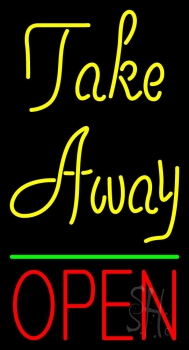 Yellow Take Away Red Open Neon Sign