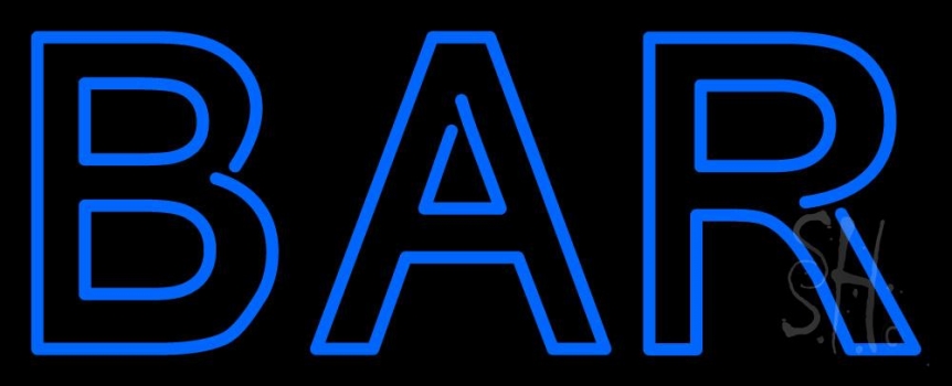 Double Stroke Blue Bar Neon Sign