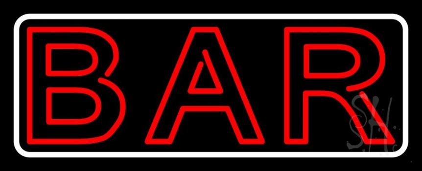 Double Stroke Red Bar With White Border Neon Sign