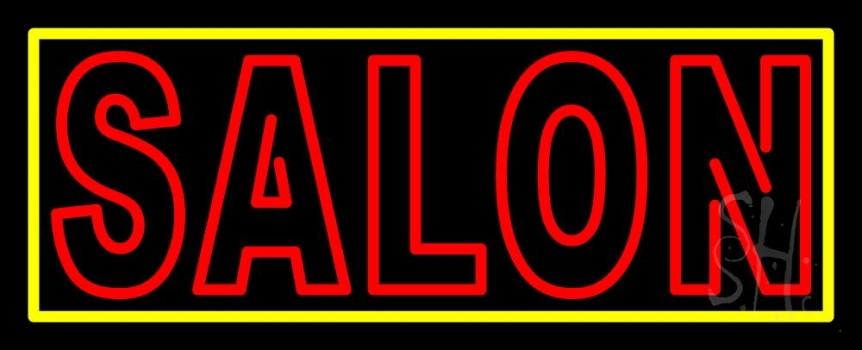 Double Stroke Salon With Yellow Border Neon Sign