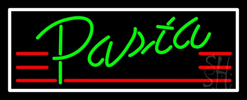 Green Pasta With White Border Neon Sign
