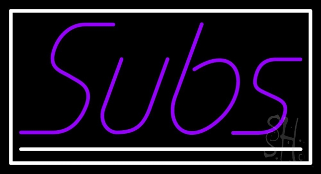 Purple Subs With White Border Neon Sign