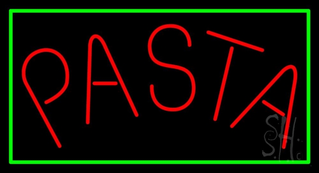 Red Pasta With Green Border Neon Sign