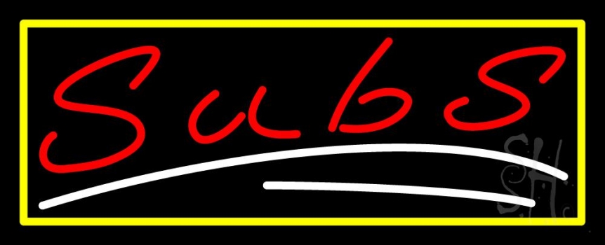 Red Subs With White Line And Yellow Border Neon Sign