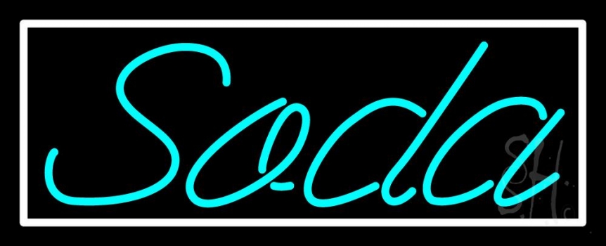 Turquoise Soda With White Border Neon Sign