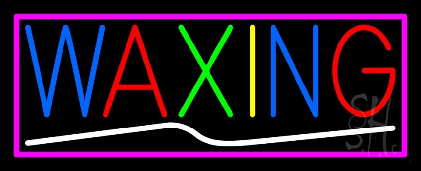 Waxing With Pink Border Neon Sign