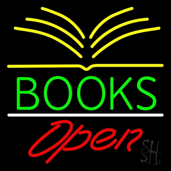 Books Red Open Neon Sign