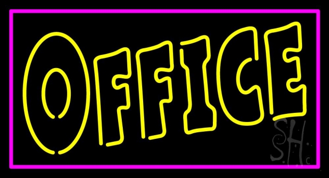 Double Stroke Office Pink Borer Neon Sign