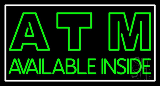 Green Atm Available Inside Neon Sign