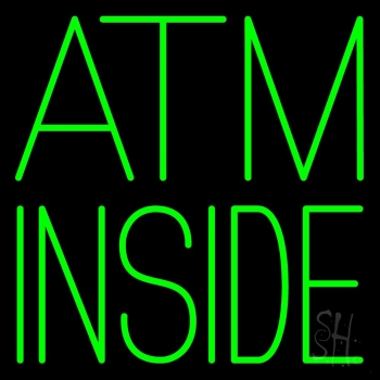 Green Atm Inside Neon Sign