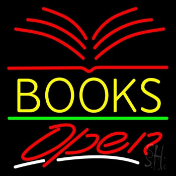 Yellow Books Open Neon Sign