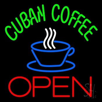 Cuban Coffee Red Open Logo Neon Sign