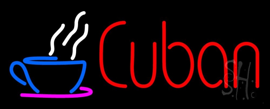 Cuban With Coffee Cup 2 Neon Sign