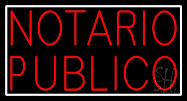 Notario Publico With White Border Neon Sign